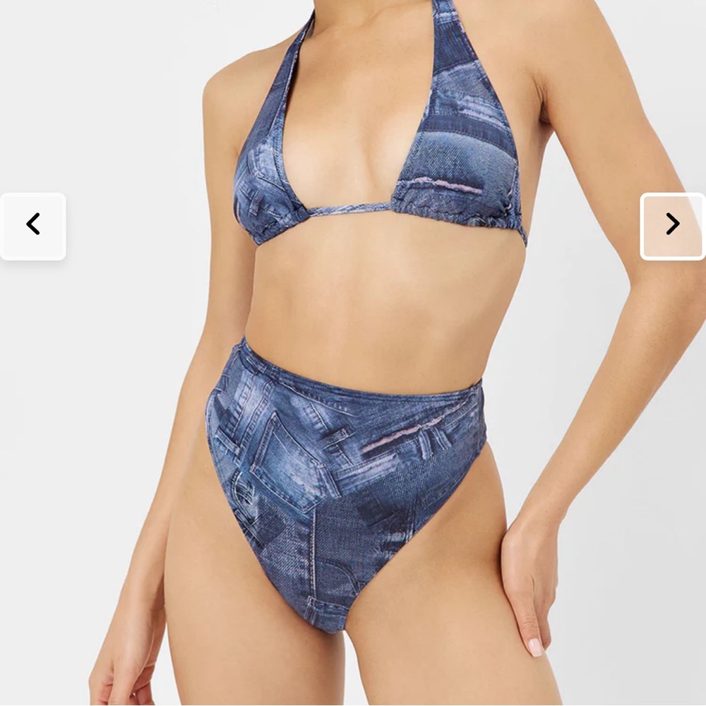 FRANKIES BIKINIS Anne Full Coverage Bikini Bottom - Blue Jean / XS NWOT